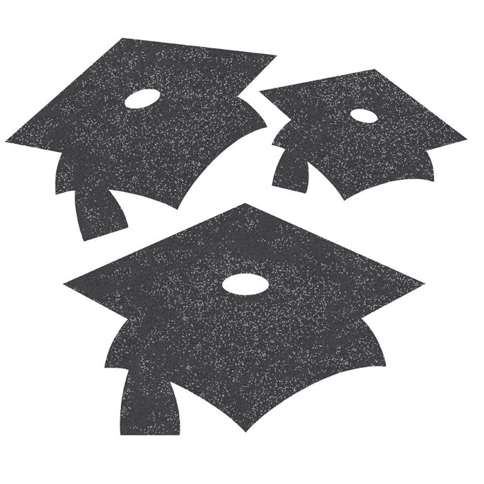 Black Graduation Mortarboard Cutouts, 12 ct