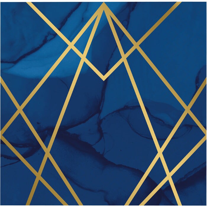 Navy Blue And Gold Foil Napkins, Pack Of 16