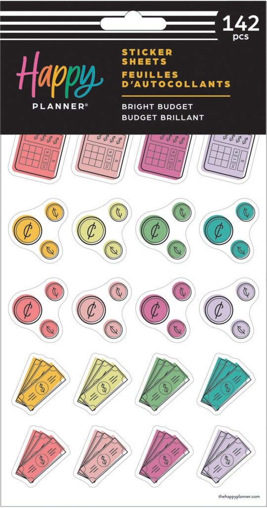 Happy Planner Sticker Sheets 5/Sheets-Bright Budget; 142 Pieces