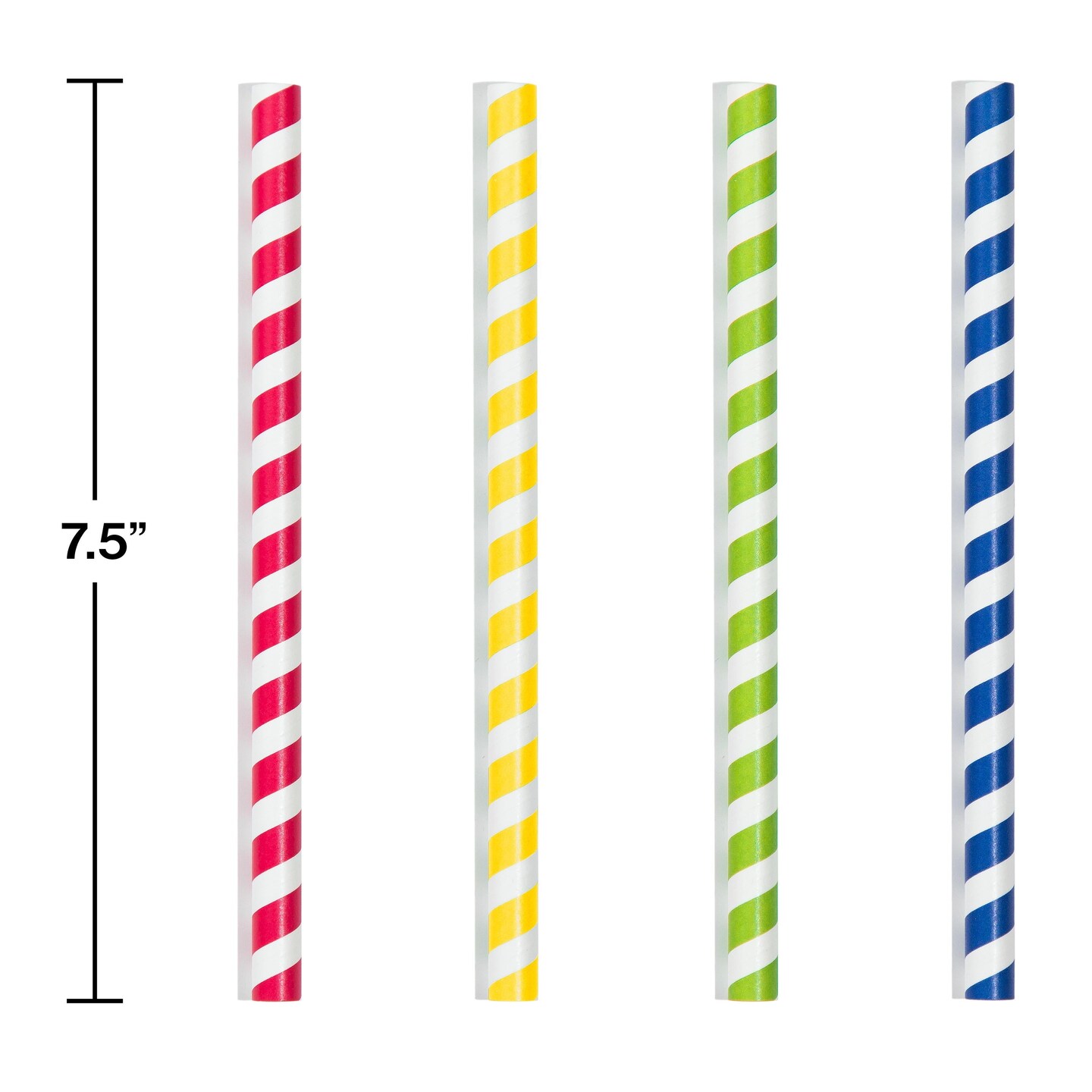 Translucent 7.75&#x22; Paper Smoothie Straws, Asstd Stripes (40/Pkg)