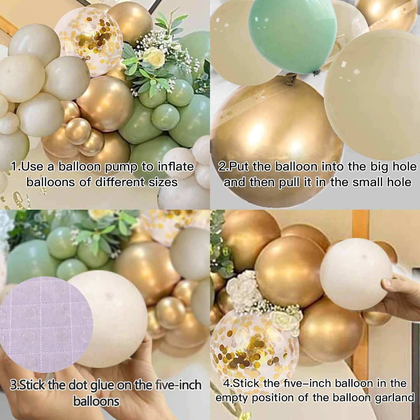 Sage Green &#x26; Gold Balloons Garland Kit