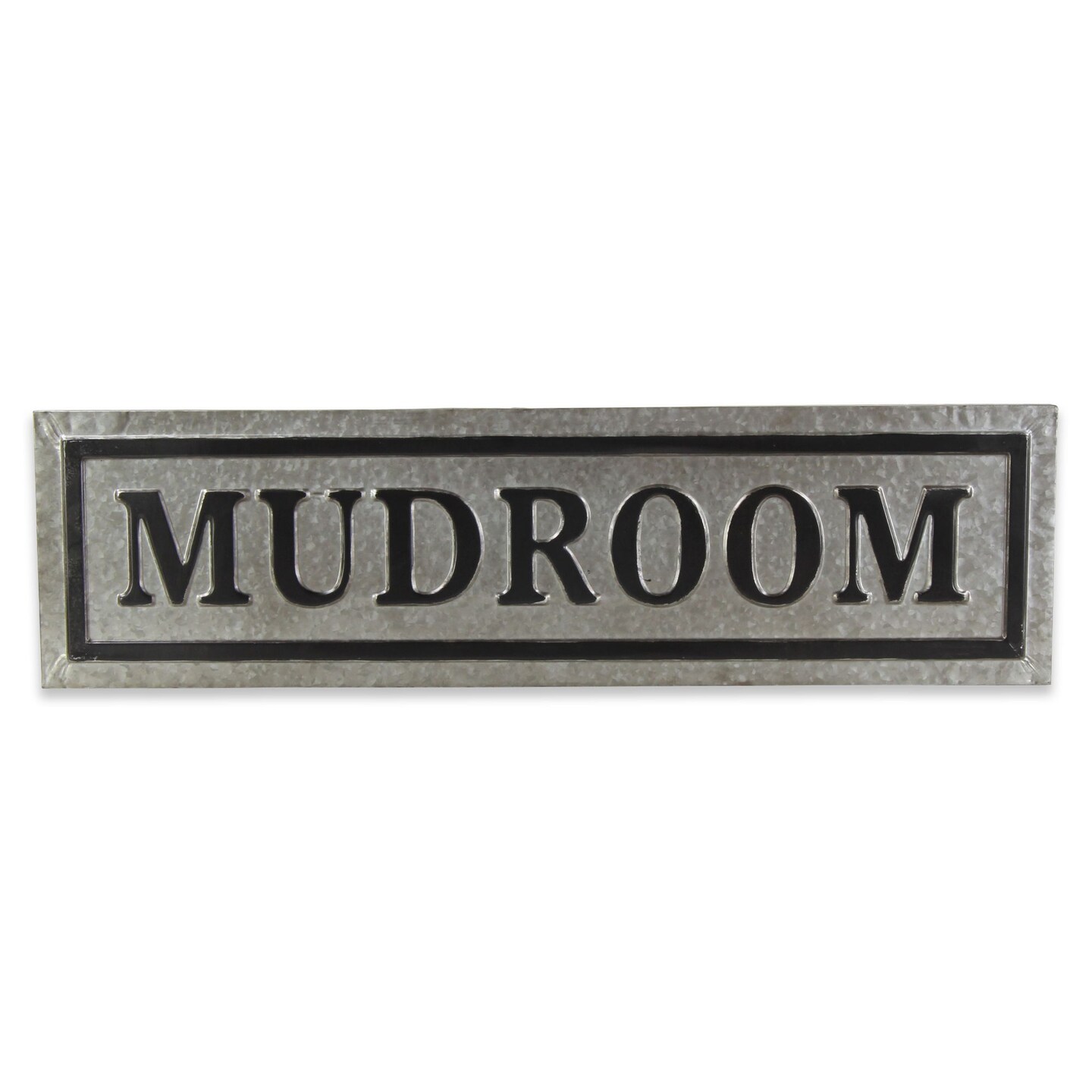 Contemporary Home Living 36.25&#x22; Gray Horizontal Galvanized &#x22;MUDROOM&#x22; Wall Sign
