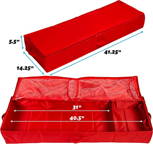 Wrapping Paper Storage Container &#x2013; Fits up to 27 Rolls 1 3/8&#x201D; Diam. - Underbed Gift Wrap Organizer Bags, Wrapping Paper Rolls, Ribbon, and Bows - Under Bed- Durable Material 600D - Up to 40&#x22; Rolls