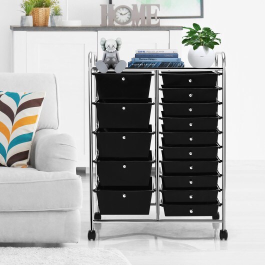 Rolling Storage Cart 15 Drawer Organizer With Wheels Craft Office Supply Organizer Steel Frame Multicolor Drawers