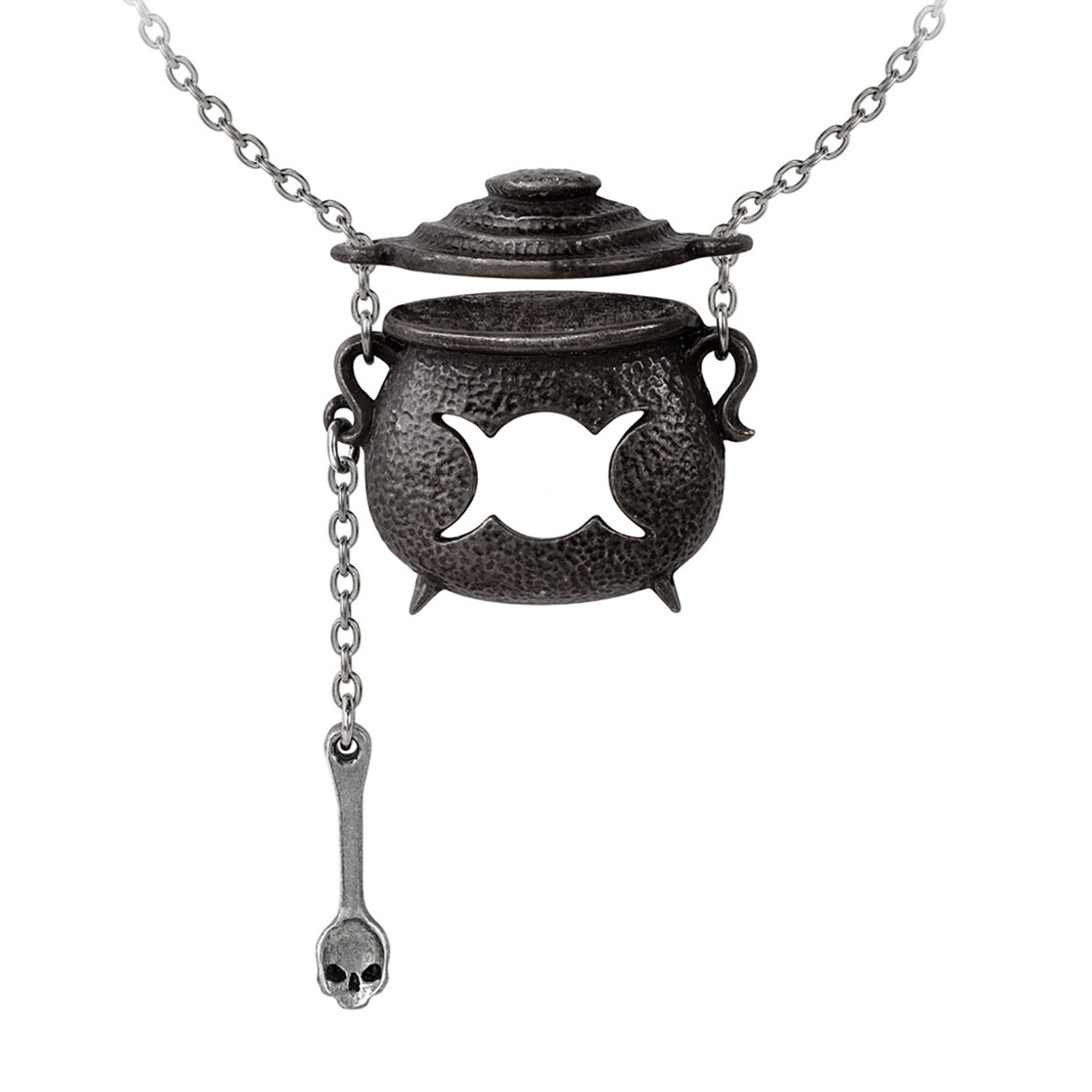 Alchemy Gothic Witches Heart Women's Necklace Silver, Pewter