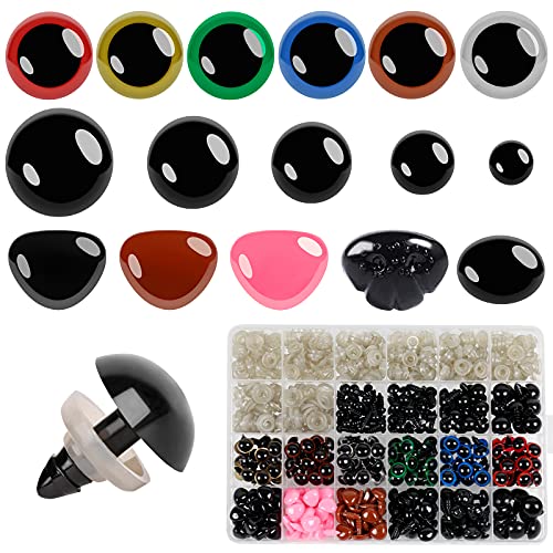 566Pcs 6mm-14mm Colorful Safety Eyes and Noses Set, Plastic Safety