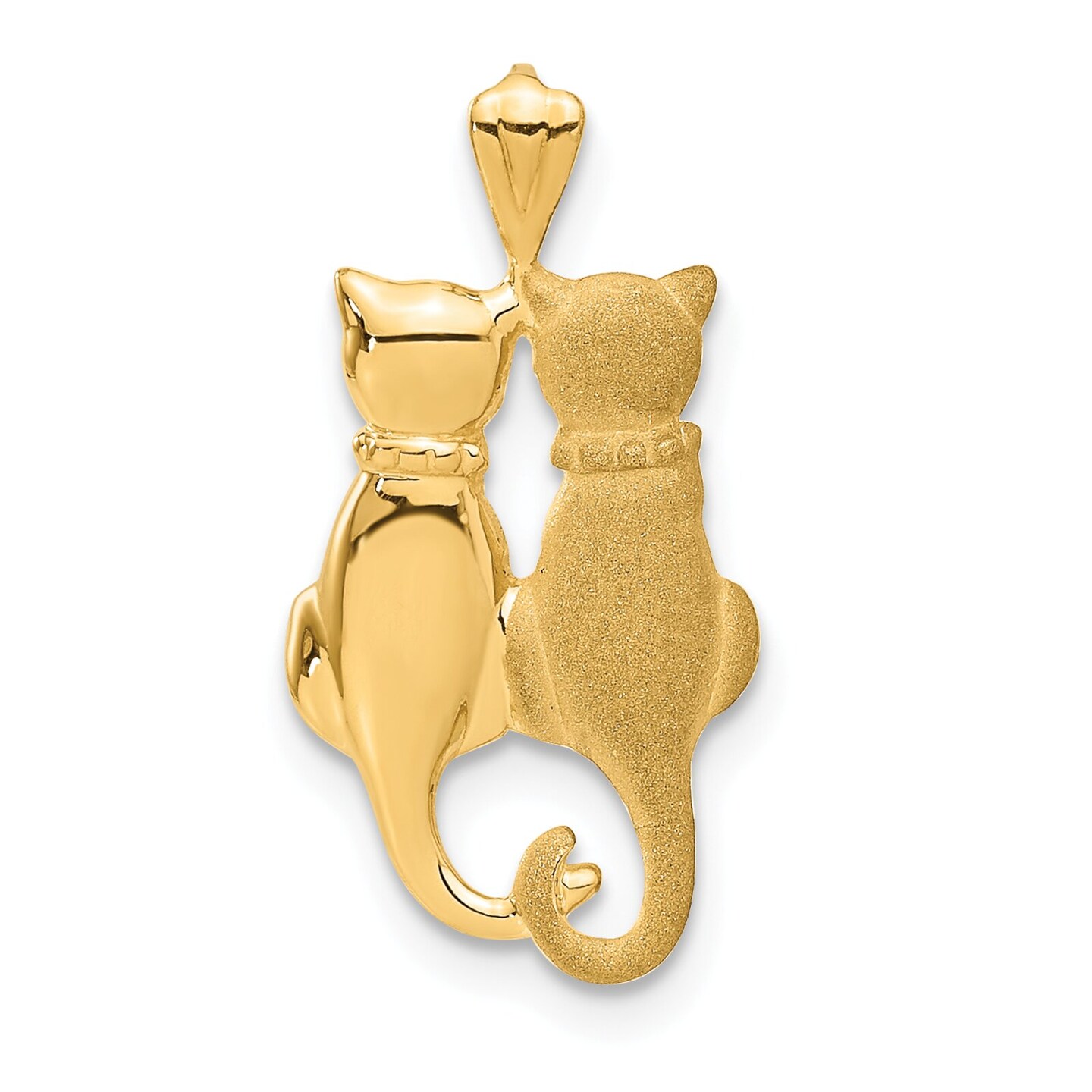 14K Yellow Gold Cats Pendant Charm Kitty Jewelry New 0.96"X 0.5" 24.4mm x 12.6mm