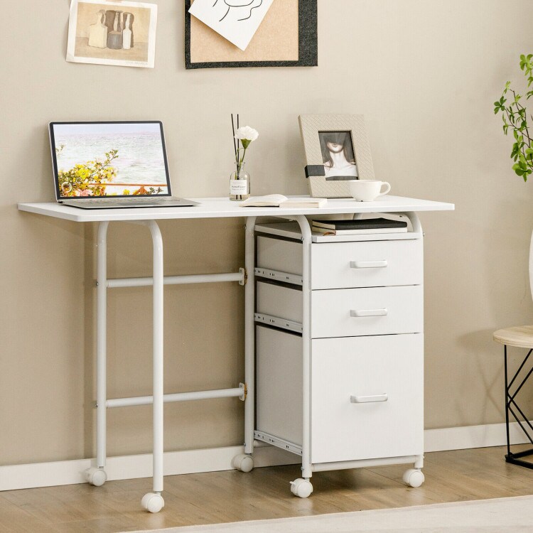 Folding Computer Laptop Desk Wheeled Home Office Furniture