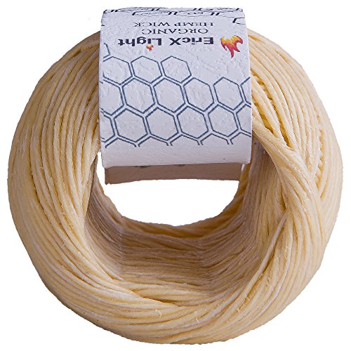 Hemp Candle Wick, 200 ft Spool, Well Coated with Beeswax, 1mm in Diameter Candle Wicks for Candle Making, Candle DIY (Yellow)