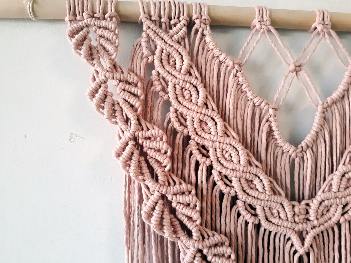 Products :: Pink and Black Macrame Wall Hanging, Boho Macrame Decor