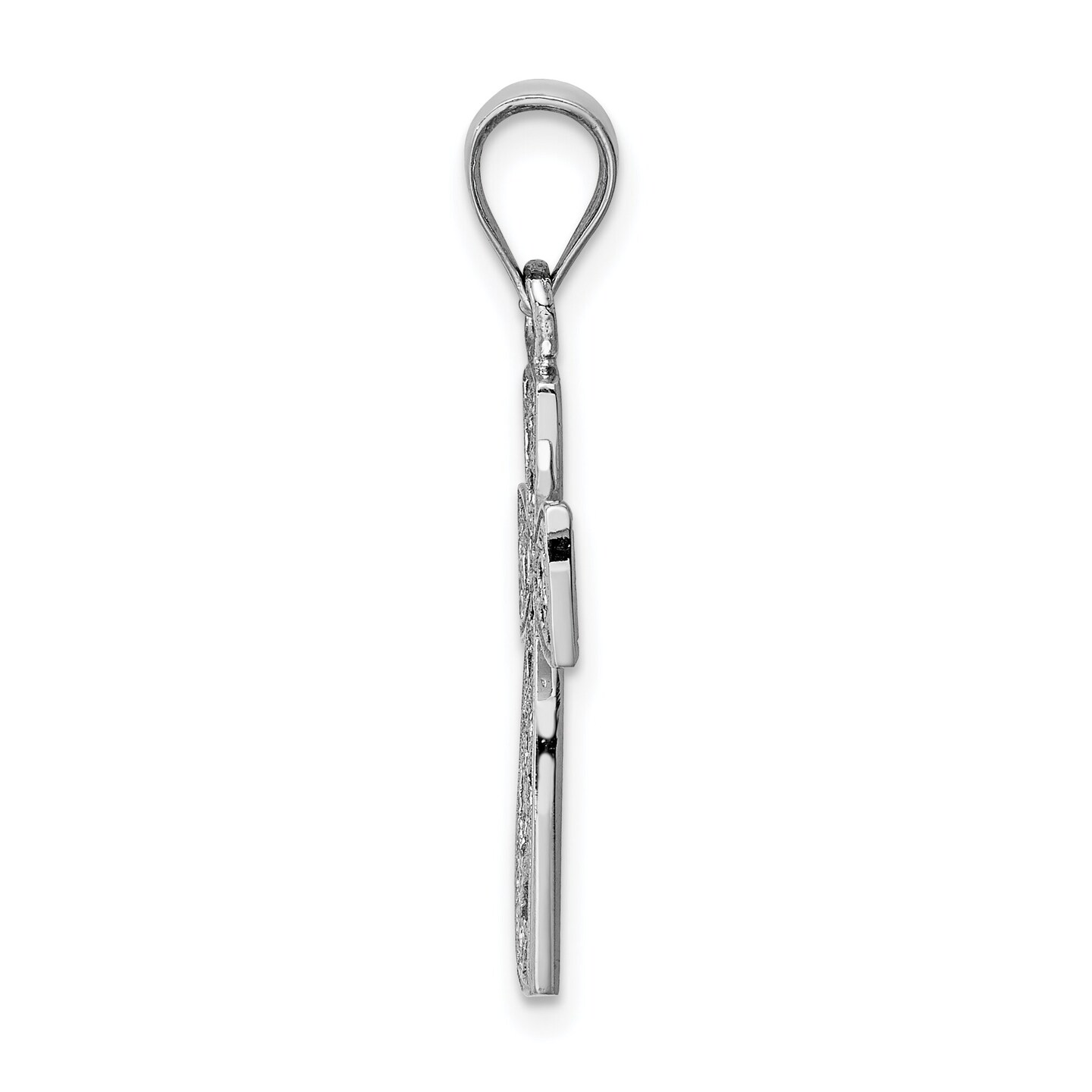 14K White Gold Cross Pendant Charm Jewelry Religious 28mm x 13mm