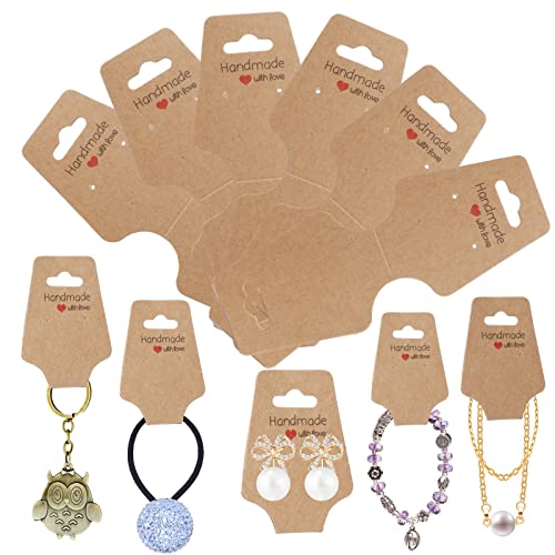 200PCS Bracelet Display Cards Sturdy Necklace Holder Cards Self Adhesive  Jewelry Packaging Selling Card for Small Business of Keychain Earring Hair