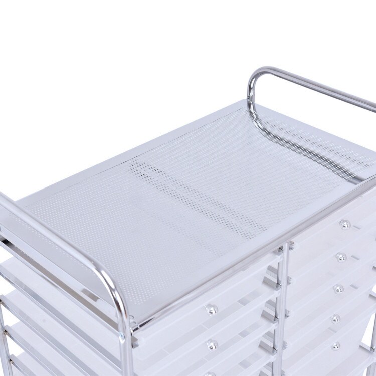 Mobile 12-Drawer Storage Organizer Cart with Ventilated Top Locking Wheels and Sturdy Frame