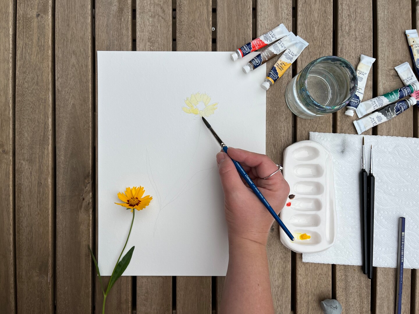 Yellow Flower Watercolor Painting image 3