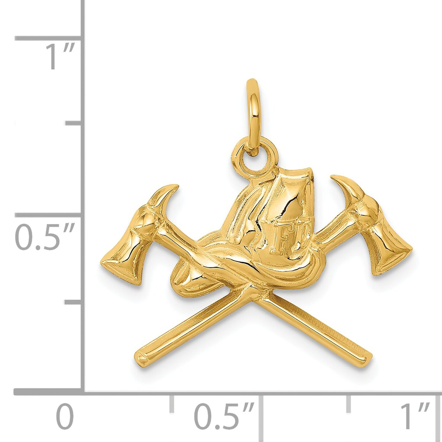 14K Gold Fire Department Charm Pendant Jewelry 20 x 21 mm