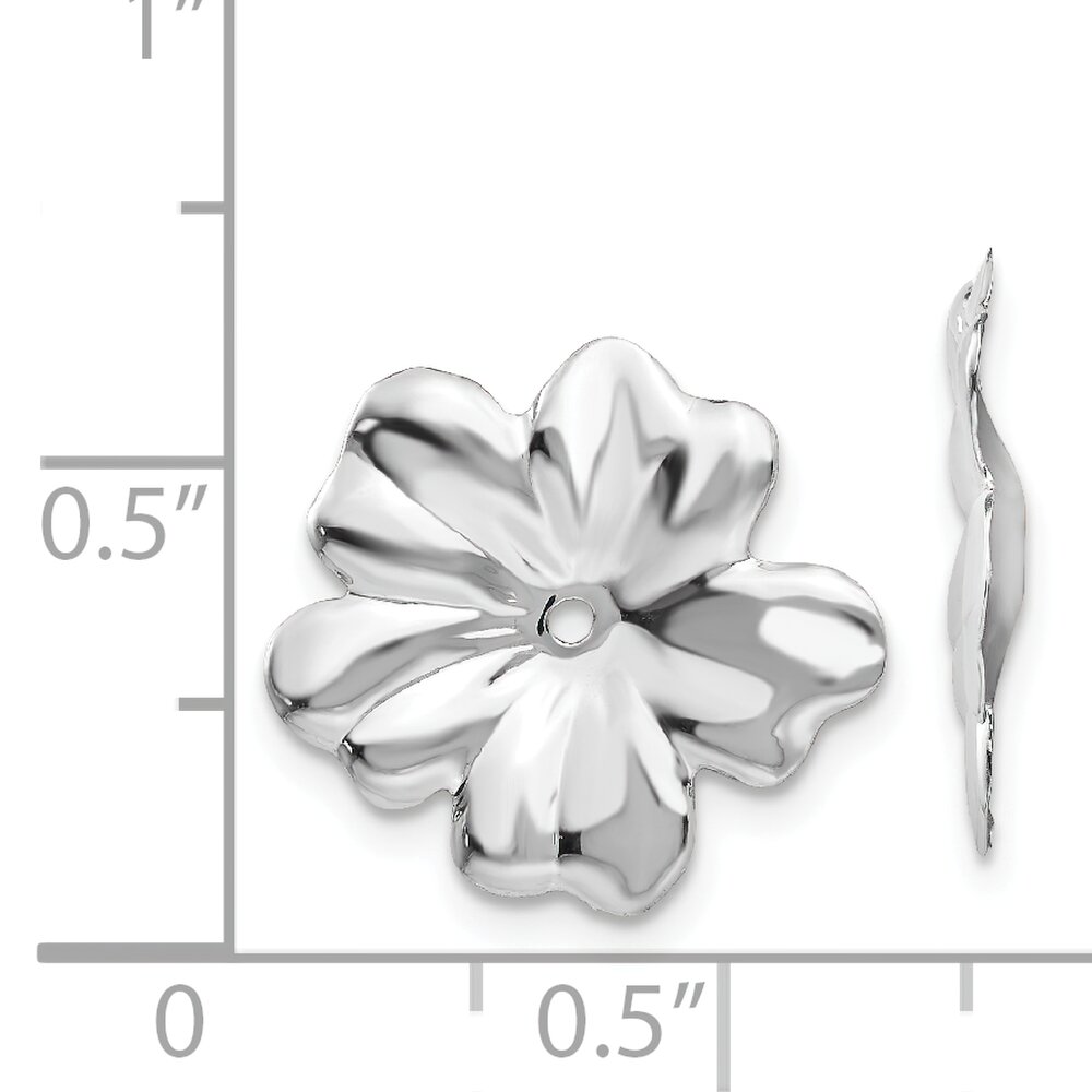 14K White Gold Flower Earring Jackets Ear Jewelry 15mm x 15mm