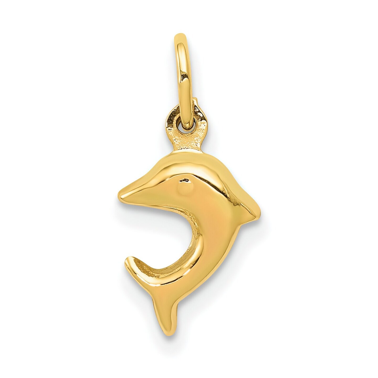 14K Yellow Gold 3D Dolphin Charm Jewelry Pendant 16mm x 7mm