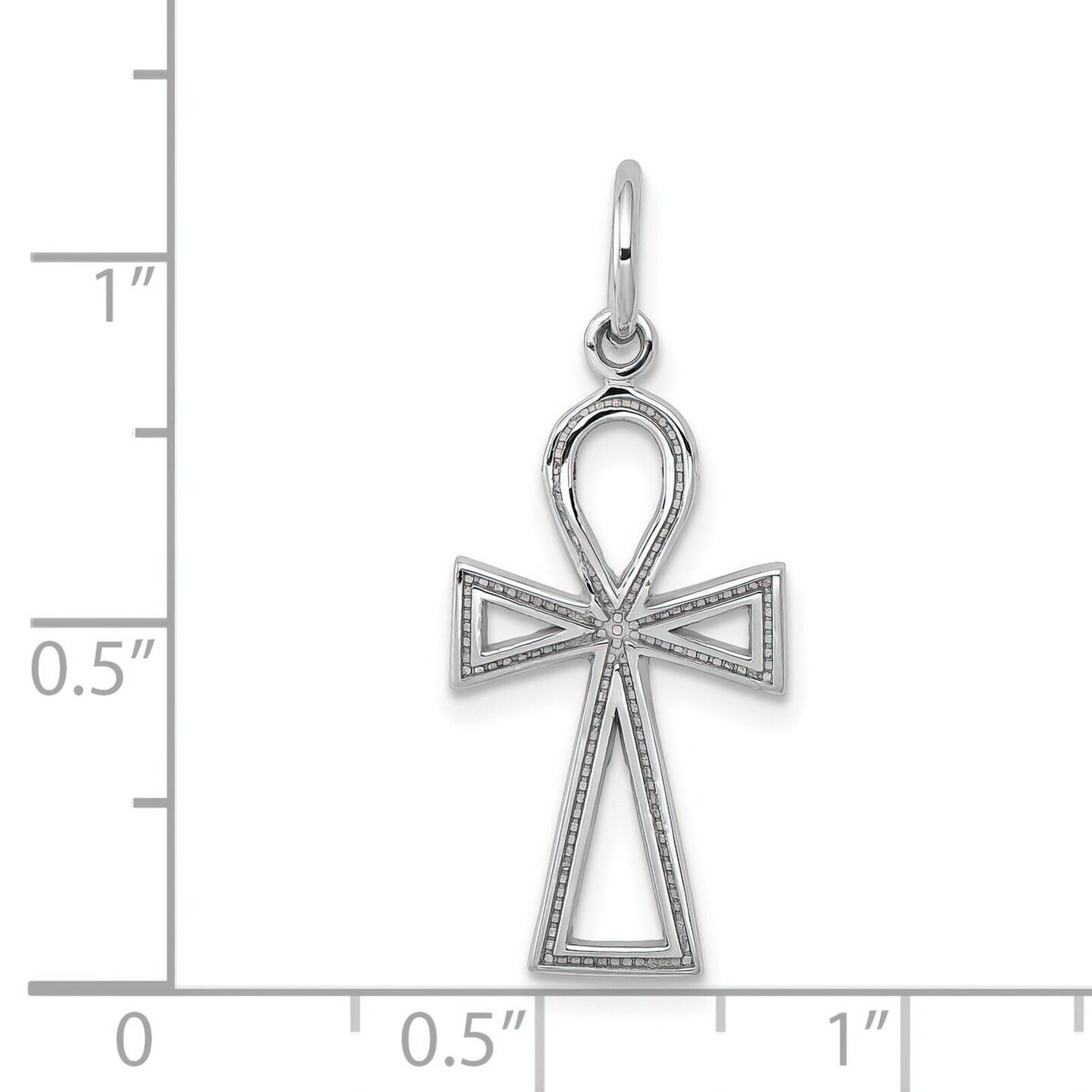 14K White Gold Ankh Charm Pendant Religious Jewelry 27mm x 12mm