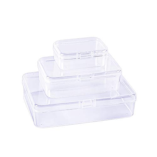 28 Pieces Mixed Sizes Rectangular Empty Mini Plastic Storage Containers with Lids for Small Items and Other Craft Projects (Clear)