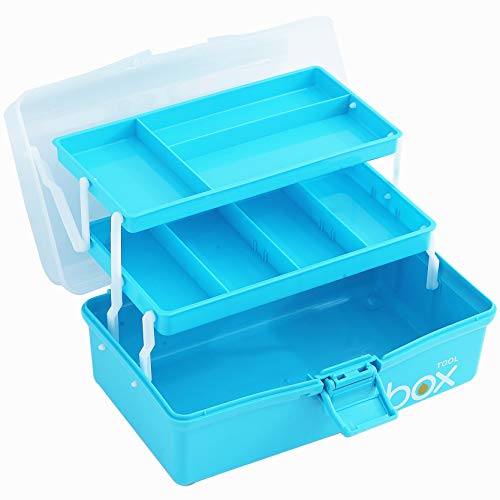 Sunxenze 12'' Three-Layer Clear Plastic Craft Storage Box, Tool