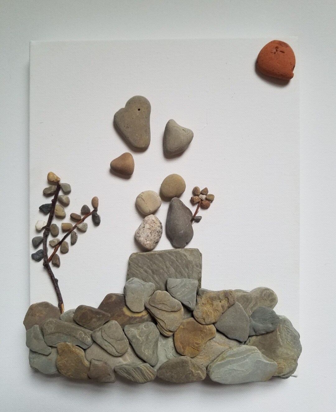 FRAMED Couple in Love Pebble Art Home Decor