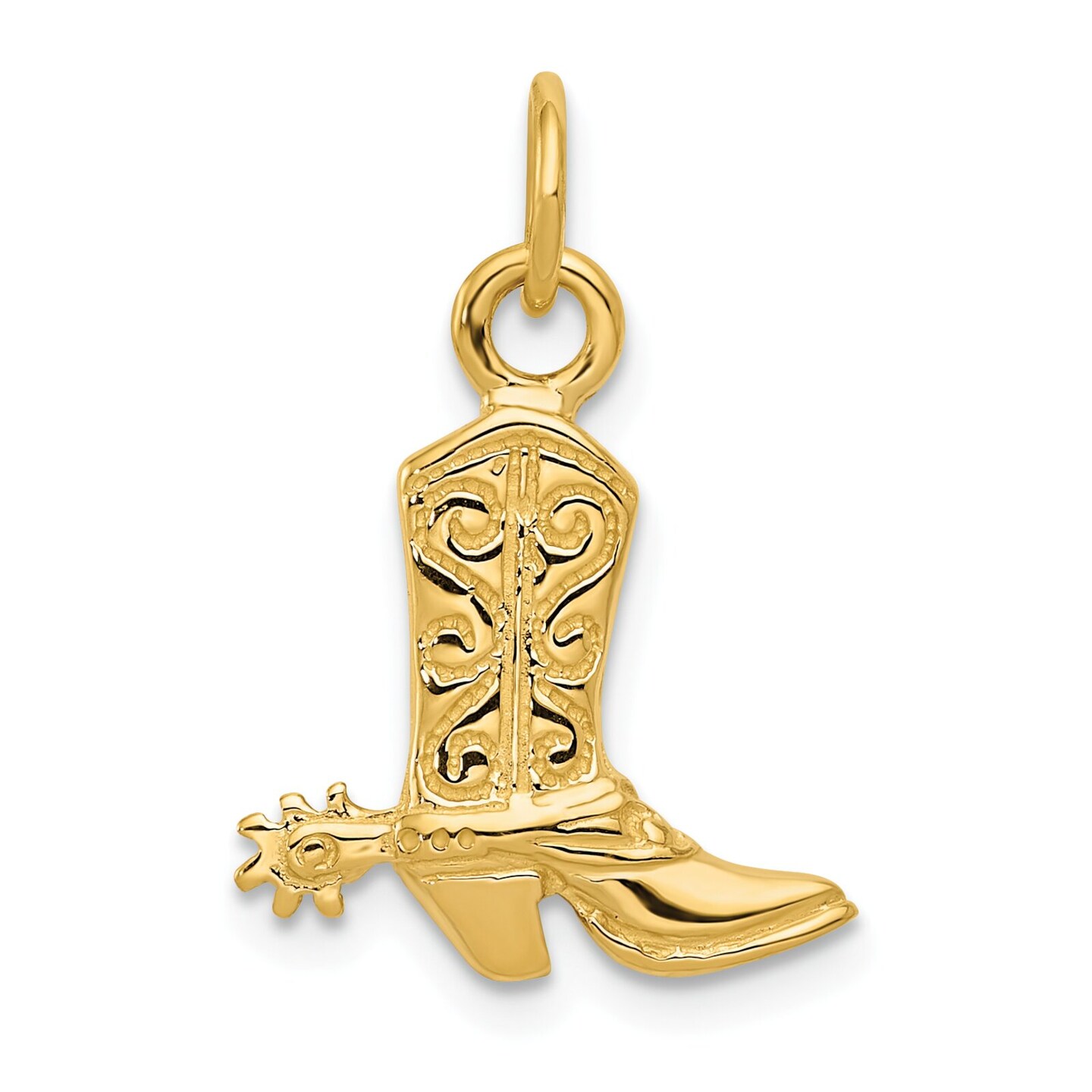 14K Gold 3D Cowboy Boot Pendant Charm Jewelry 22 x 24 mm