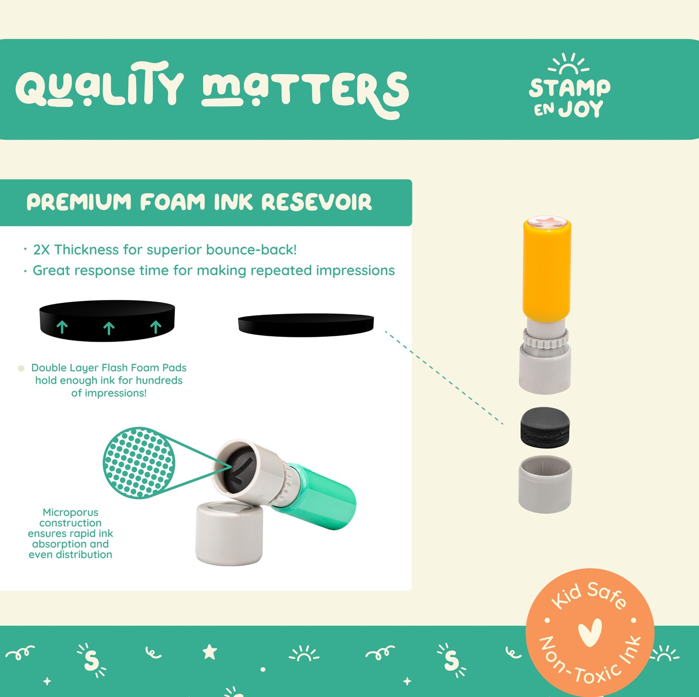 Stamp Enjoy - Self-Ink Flash Stamp Set, Multicolor Teacher Stamps, Office Stationery Stamps, Pre-Inked (Margin Stamps)