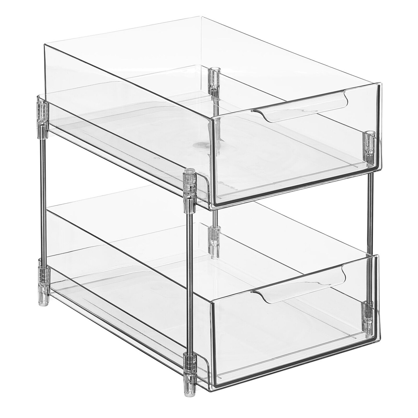 Nate Home By Nate Berkus 2-tier Sliding Drawer Organizer, Clear/steel -  12.6 X 8.8 X 10.5 : Target