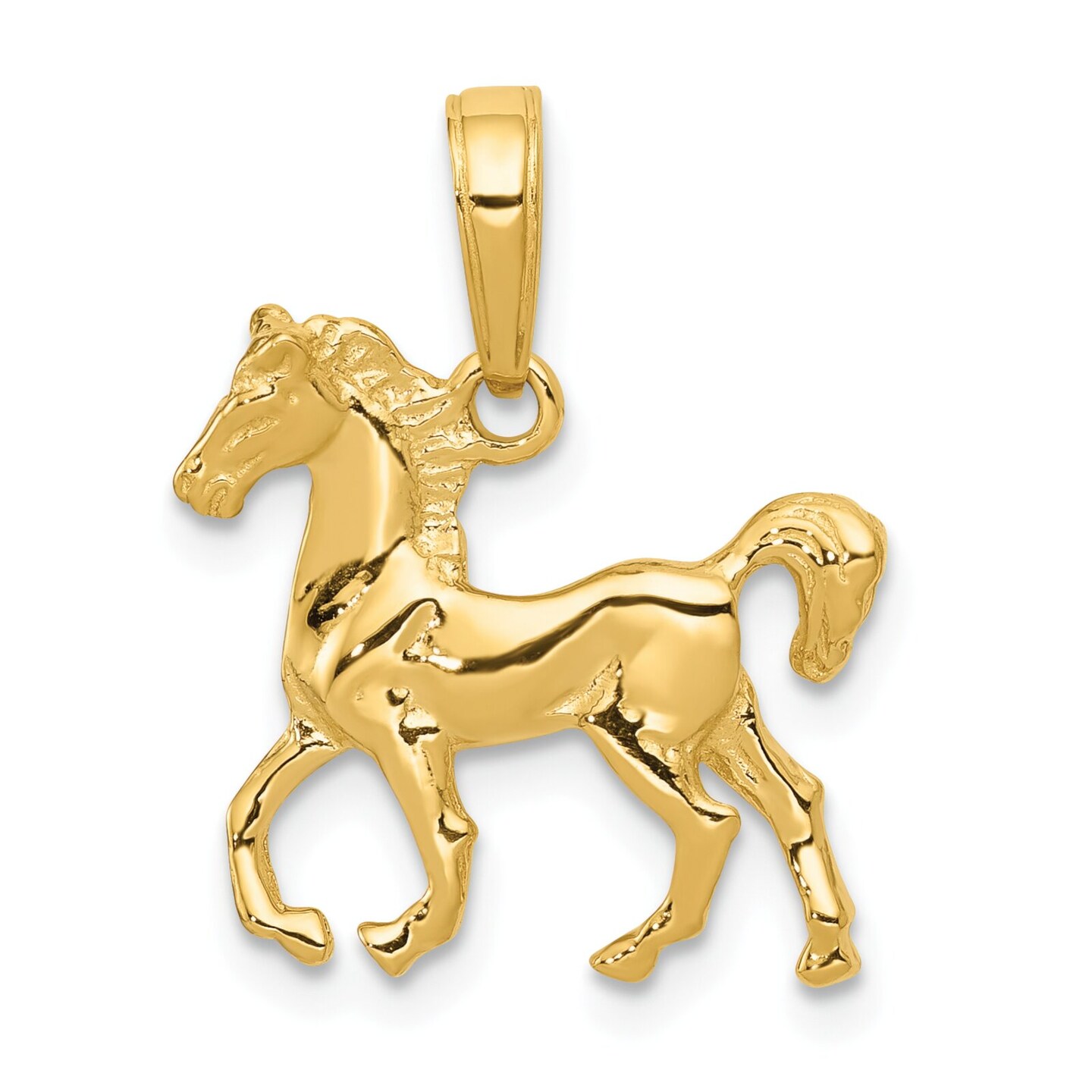 14K Yellow Gold Horse Charm Equestrian Pendant Jewelry! 22.5mm x 20mm