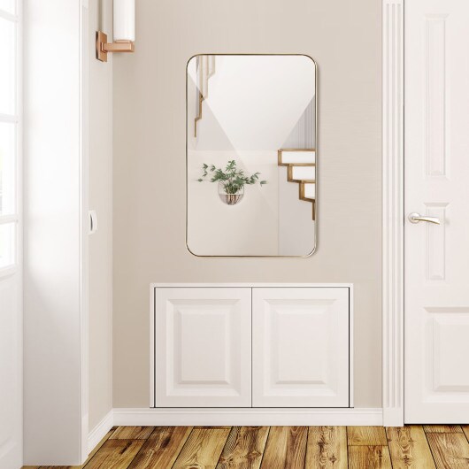 Wall-Mounted Rectangle Bathroom Mirror with Metal Frame Suitable for Home or Offices