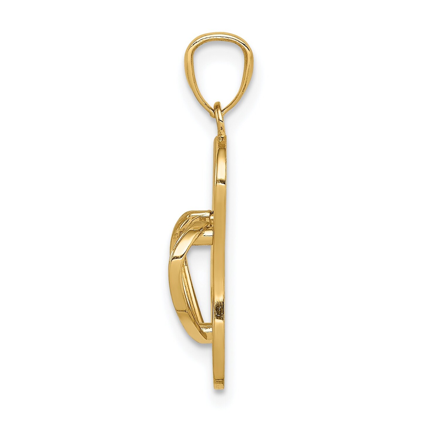 14K Gold Flip Flop Charm Beach Sandal Shoe Pendant Jewerly 25mm x 9mm
