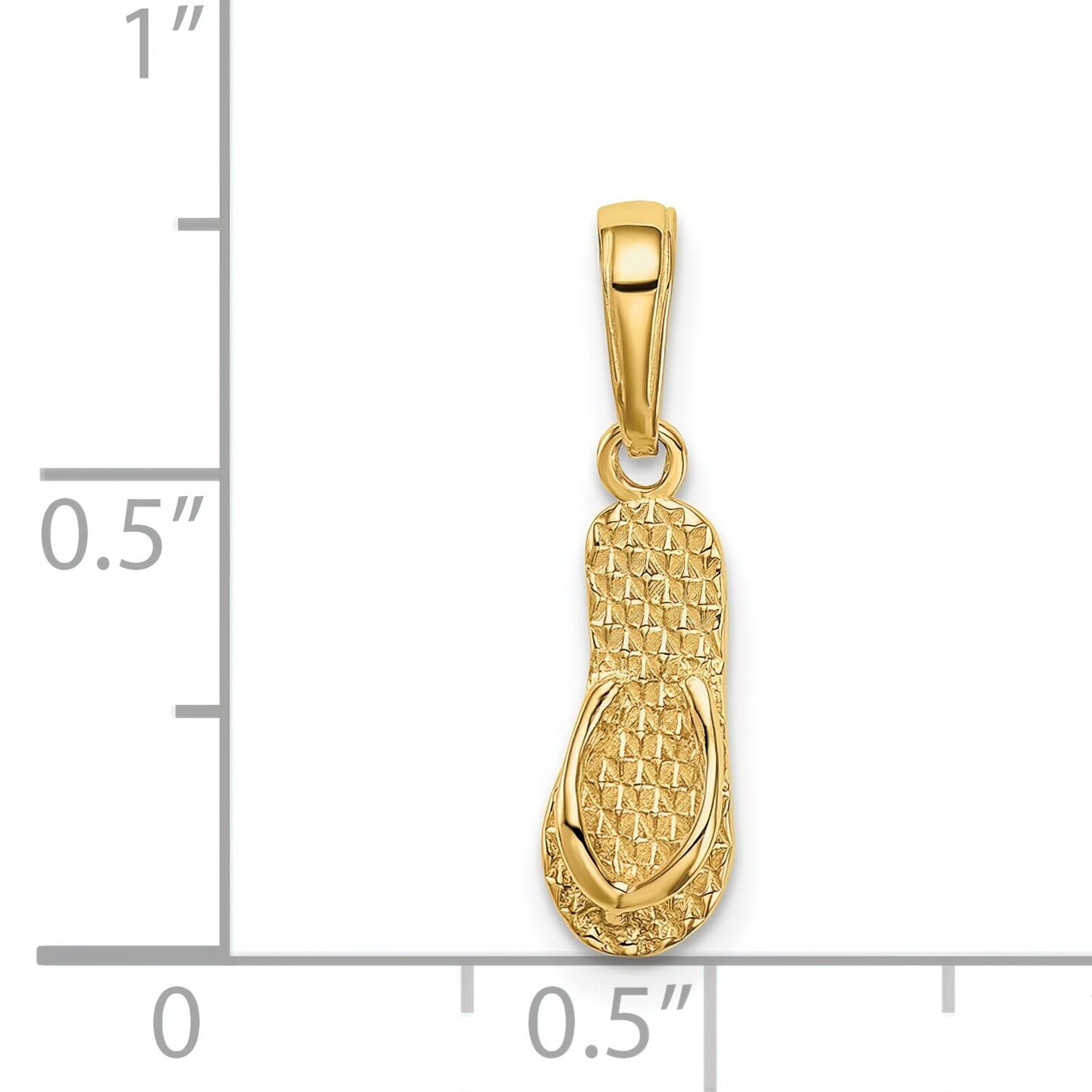 14K Gold Polished Hawaii Flip-Flop Pendant Jewelry 20.3mm x 5.7mm