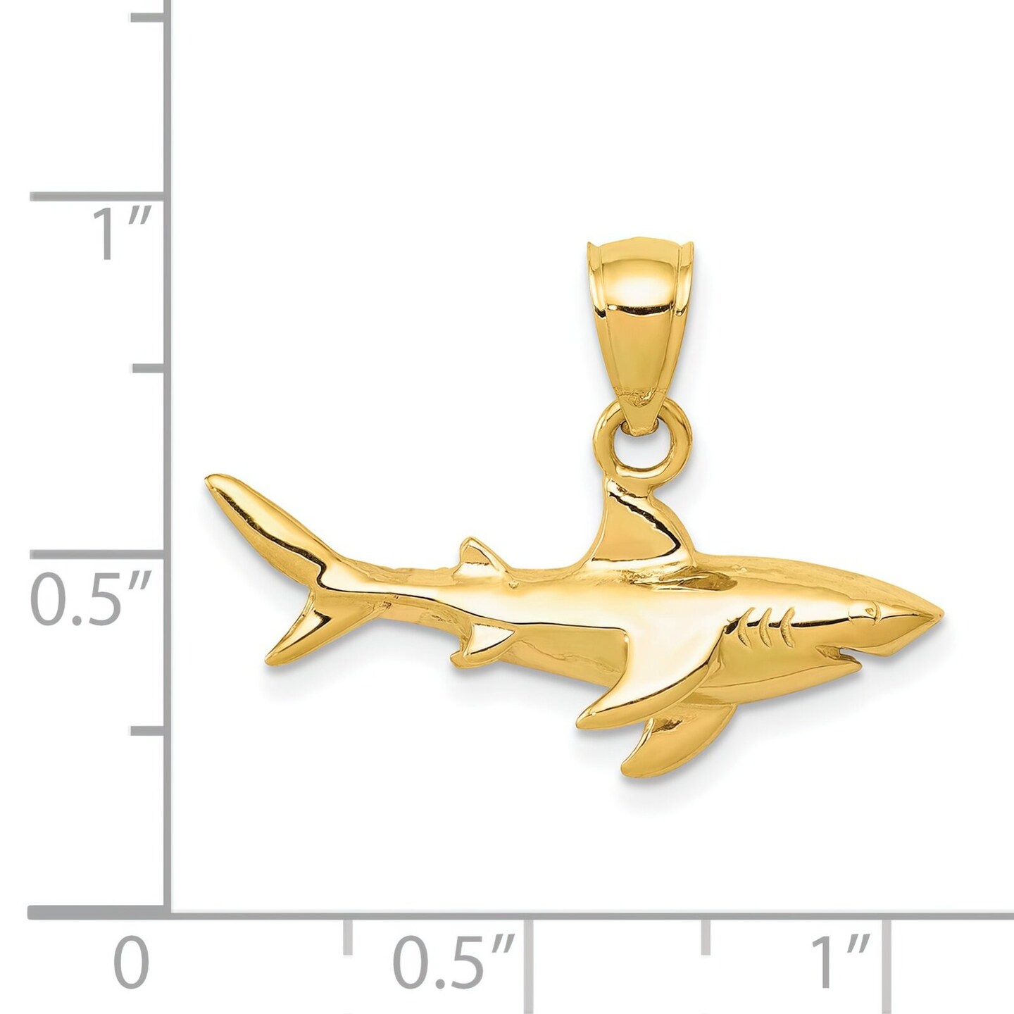 14K Gold Shark Pendant Charm Jewelry 18 x 24 mm