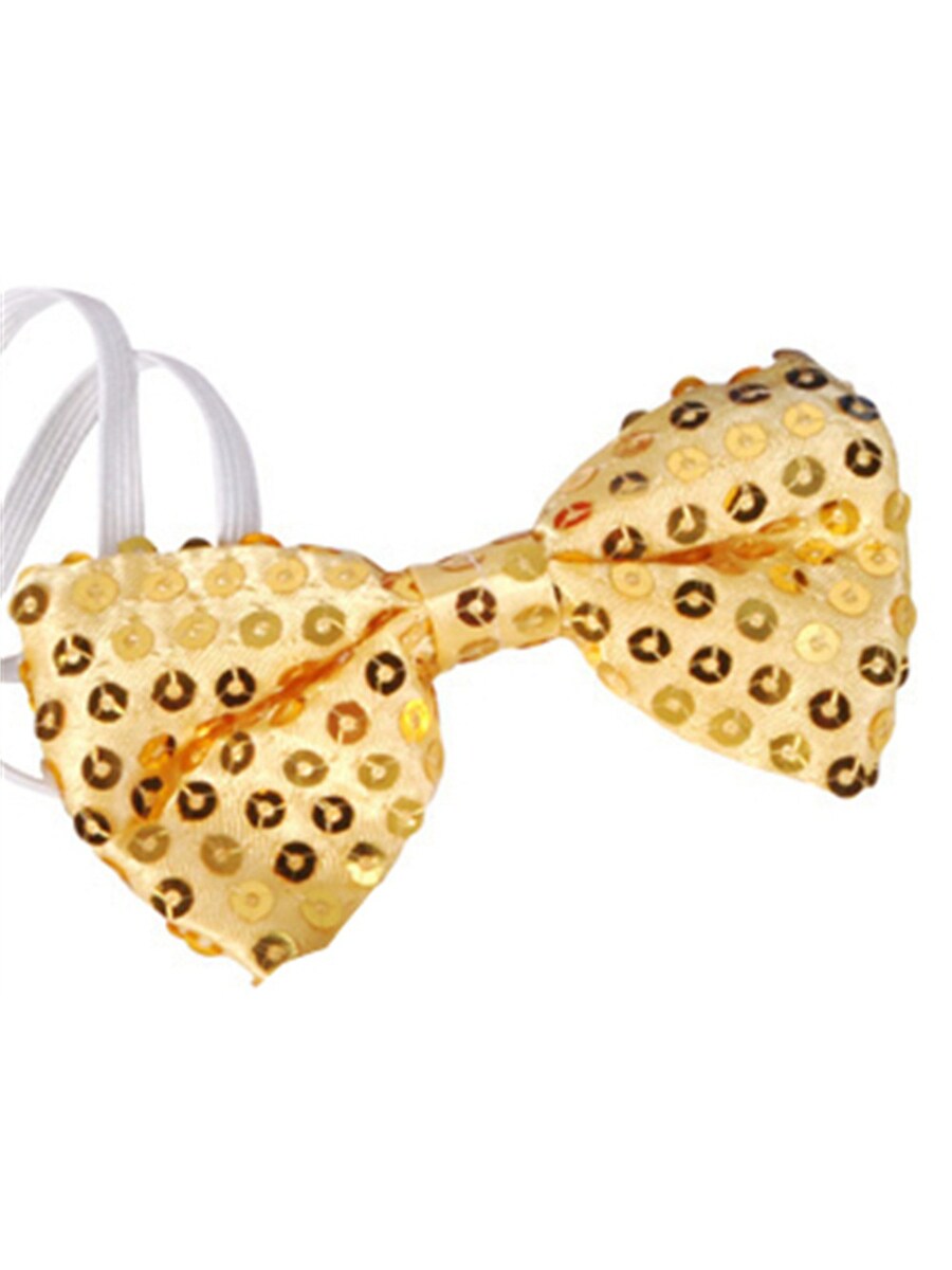 Gold Sequin Bowtie Bow Tie for Clown or Christmas Costume