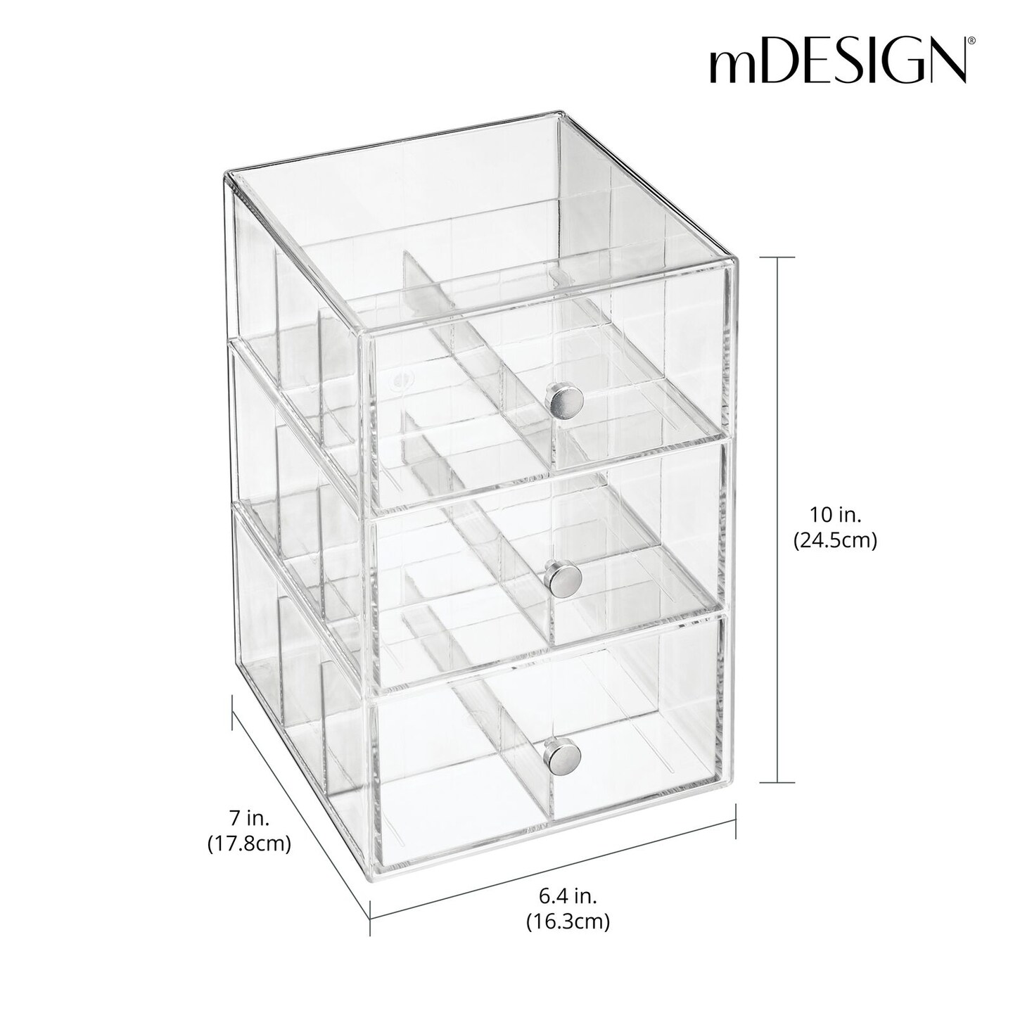 mDesign Plastic Kitchen Storage Tea Organizer, 3 Drawers -18 Sections