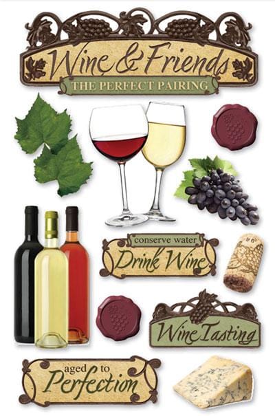 Paper House Wine &#x26; Friends Dimensional Stickers
