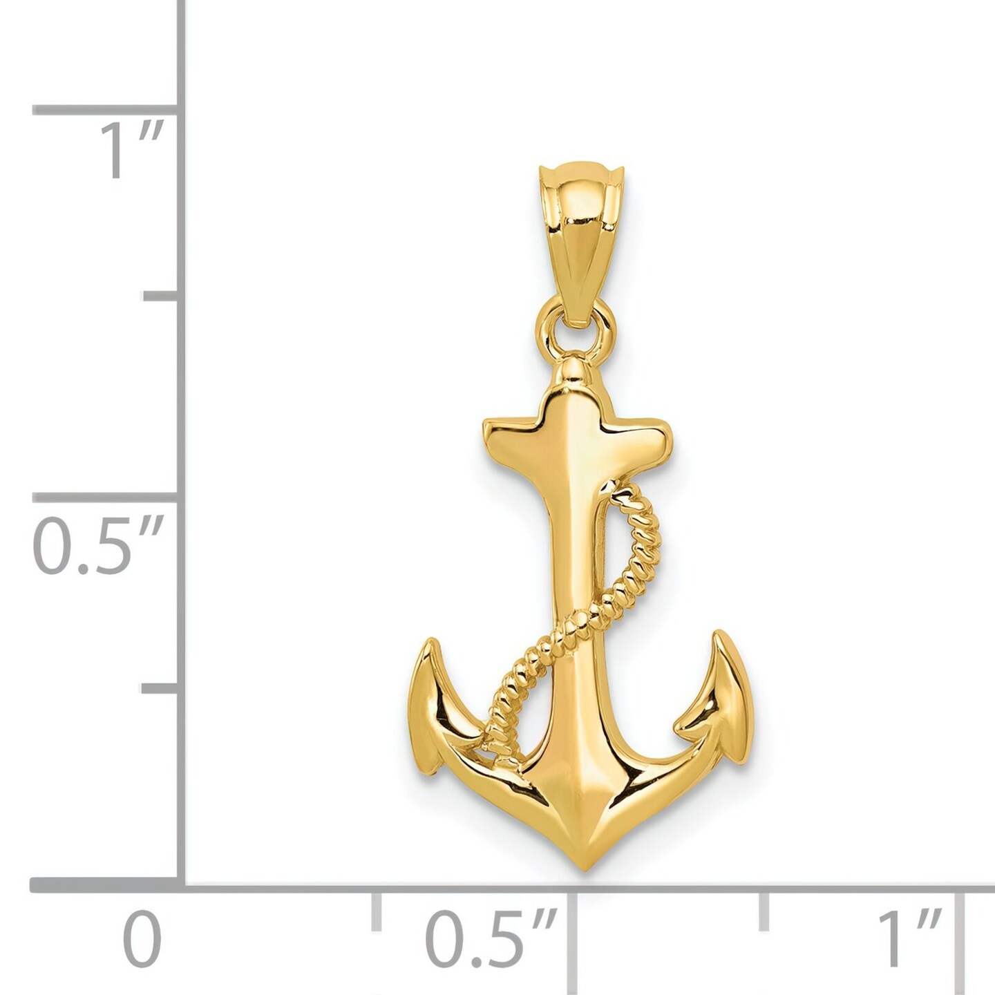 14K Gold Polished Anchor Pendant Charm Jewelry 22mm x 12mm