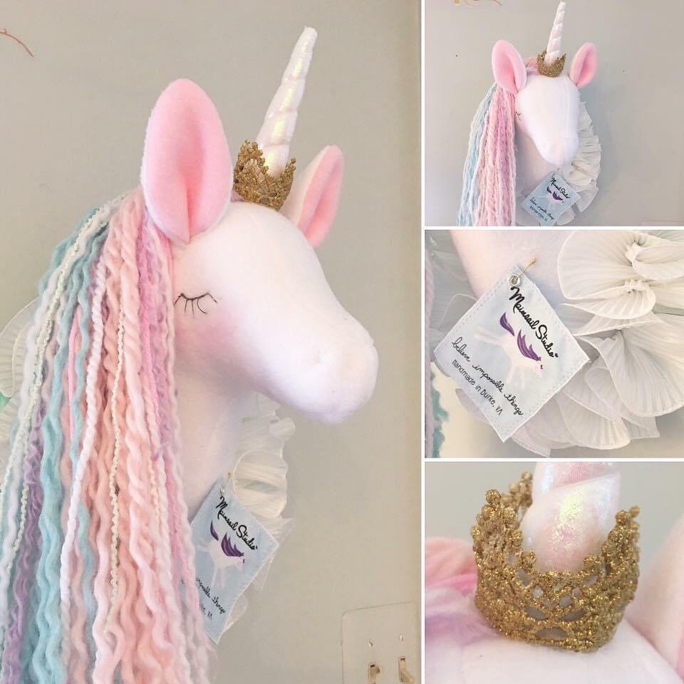 Unicorn Animal Head Wall Mount / Rainbow Unicorn / Stuffed Unicorn / Stuffed Animal head / Fake Animal head discount / Best Baby Shower gifts