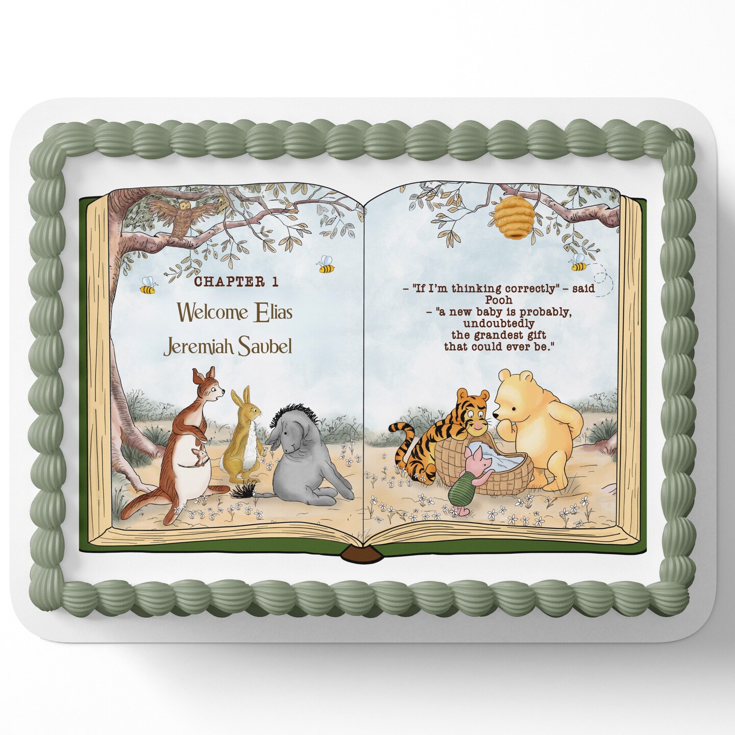 Pooh Bear Baby Shower Cake Topper Edible image Pooh Bear Baby Shower