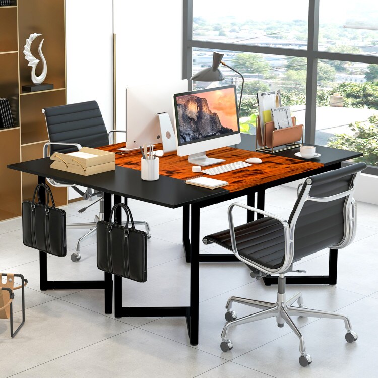 63-Inch Large Computer Desk with Splice Board for Home and Office- Black