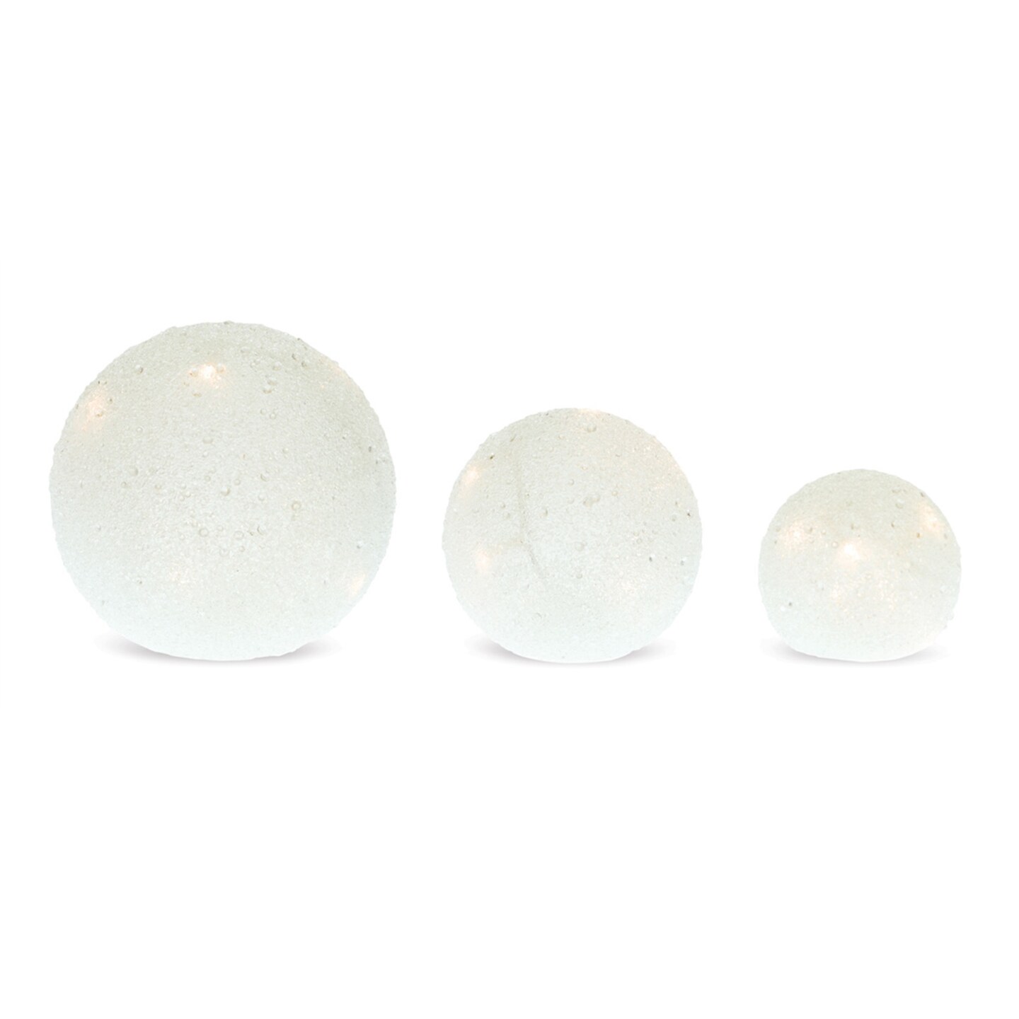 Melrose Set of 3 LED Frosted Glass Globes with Timer 8&#x22;