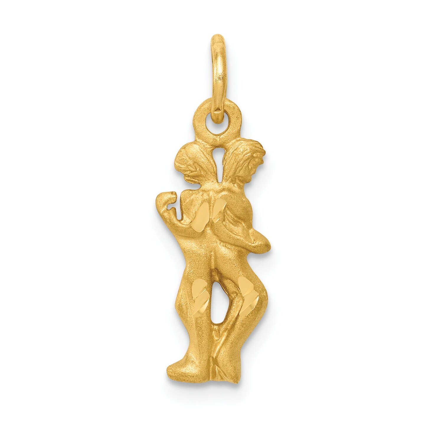 14K Gold Gemini Zodiac Charm Jewelry FindingKing 20mm x 6mm