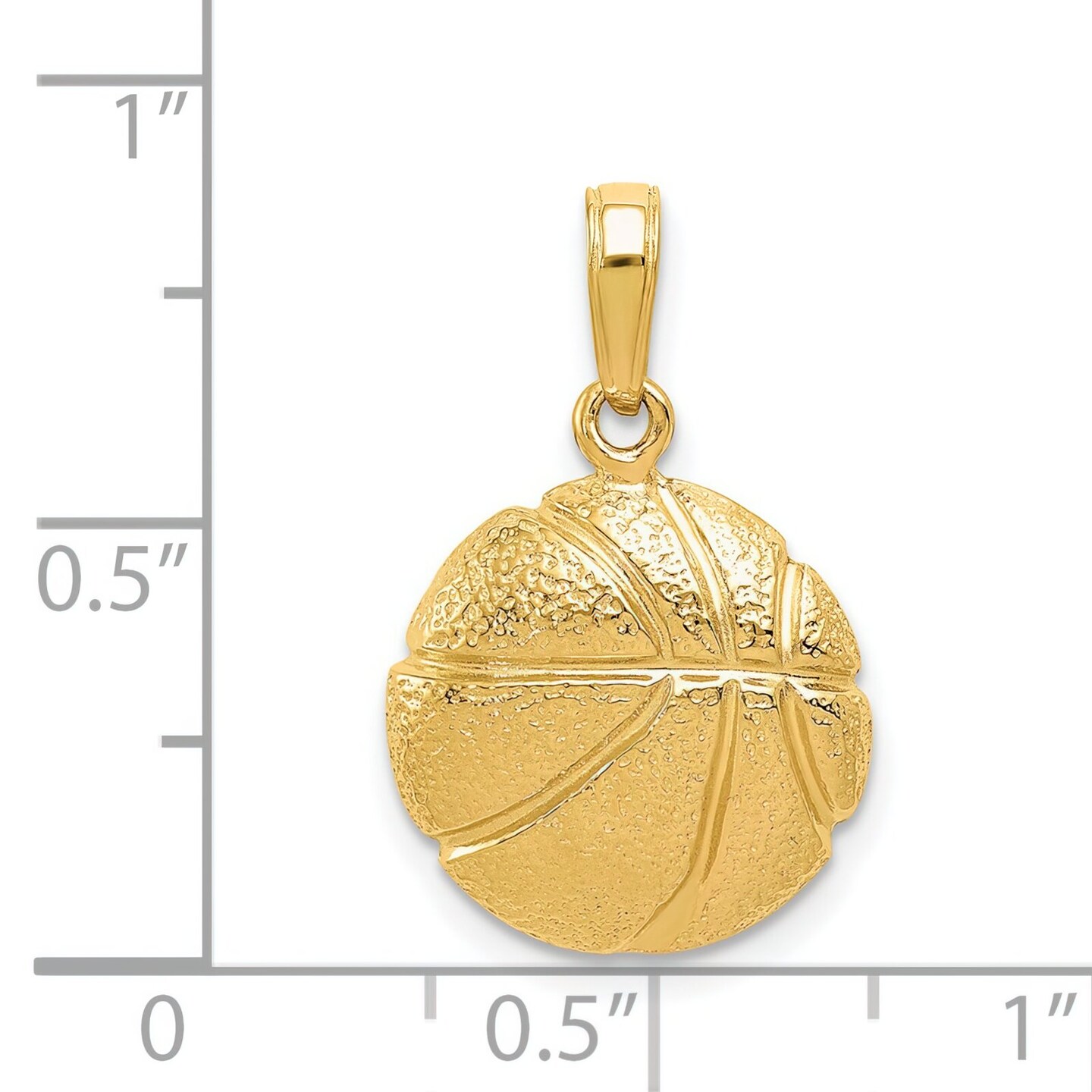 14K Yellow Gold Basketball Charm Sports Pendant Jewelry 21 X 14mm