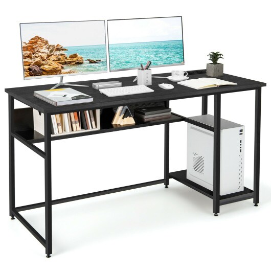 55 Inch Computer Desk with Power Outlets and USB Ports for Home and Office