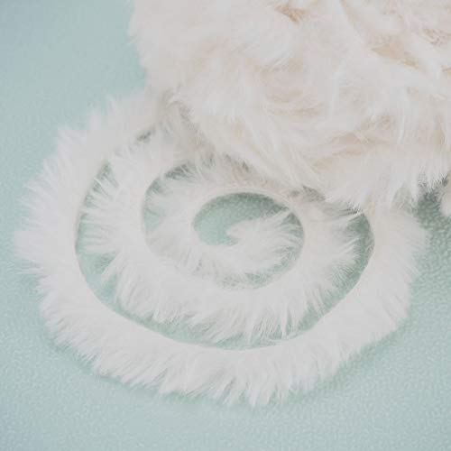 NICEEC 2 Skeins Super Soft Fur Yarn Chunky Fluffy Faux Fur Yarn Eyelash Yarn for Crochet Knit -Total Length 2×32m(2×35yds,50g×2)-Cream White