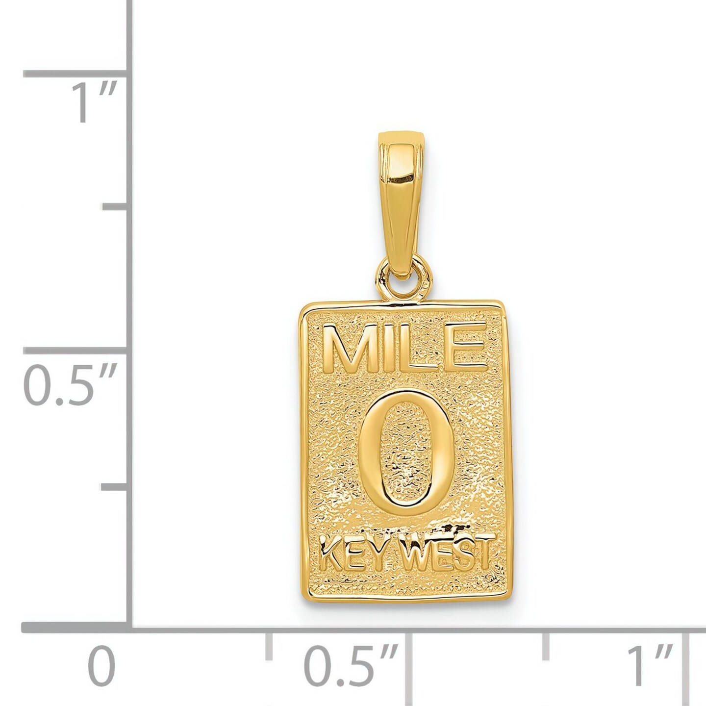 14K Yellow Gold Mile 0 Key West Mile Marker Charm Jewerly 20mm x 10mm
