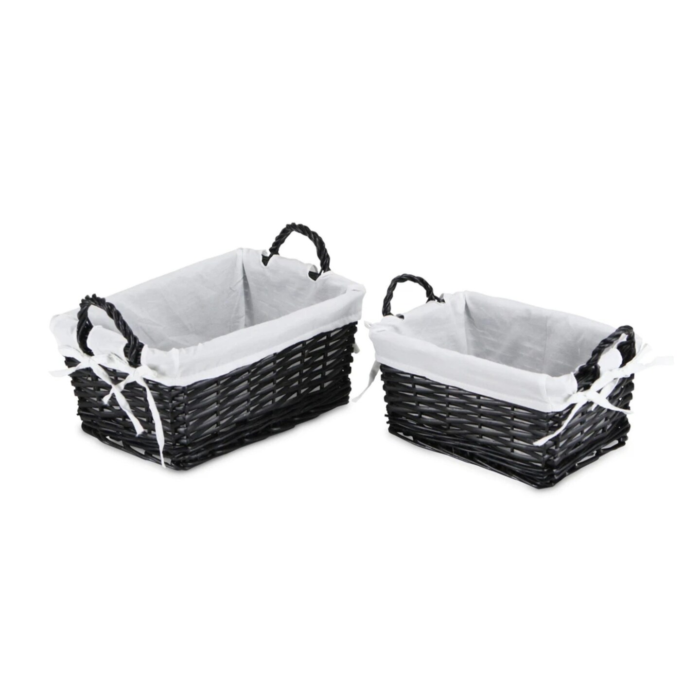 Contemporary Home Living Set of 2 Black Traditional Rectangle Storage Baskets 12.25&#x22;