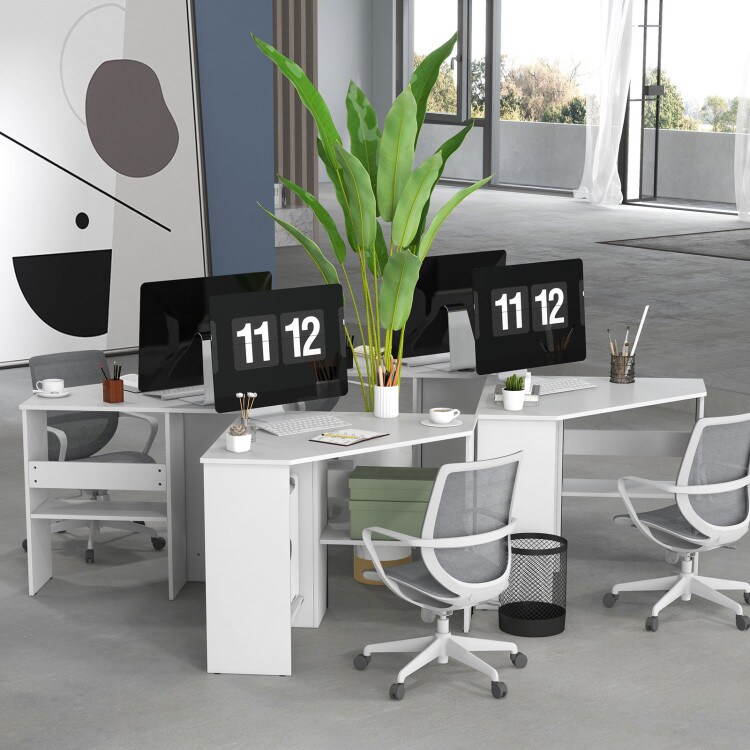 Corner Computer Desk Triangle Writing Workstation with Storage Shelf