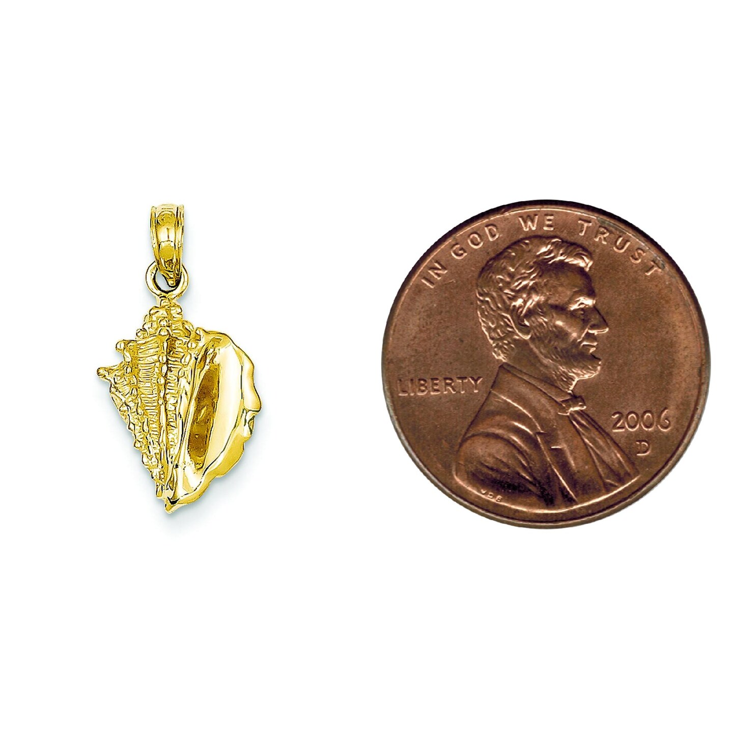 14K Gold Conch Shell Charm Seashell Beach Pendant New 21 X 10mm Jewerly