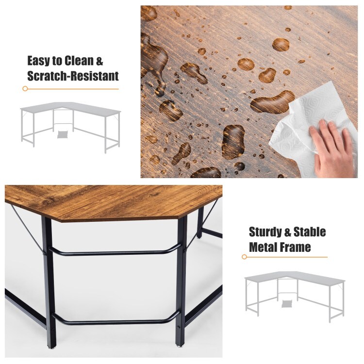 L Shaped Desk Corner Computer Desk PC Laptop Gaming Table Workstation